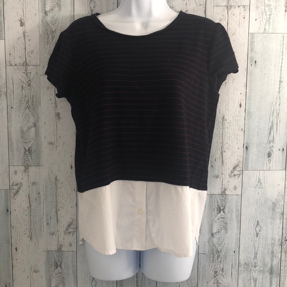 Ann Taylor Strip Twofer Blouse Small - Picture 1 of 8